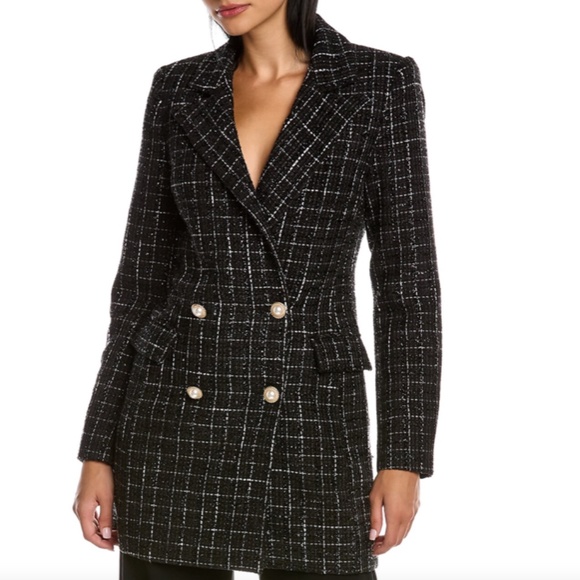Ronny Kobo Lily Boucle Coatdress - Black & White